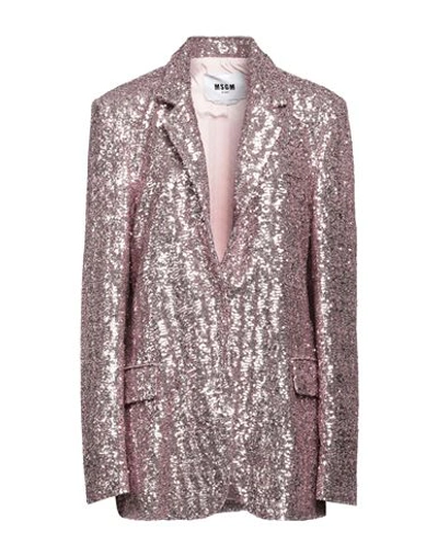 Msgm Woman Suit Jacket Pink Size 8 Polyester