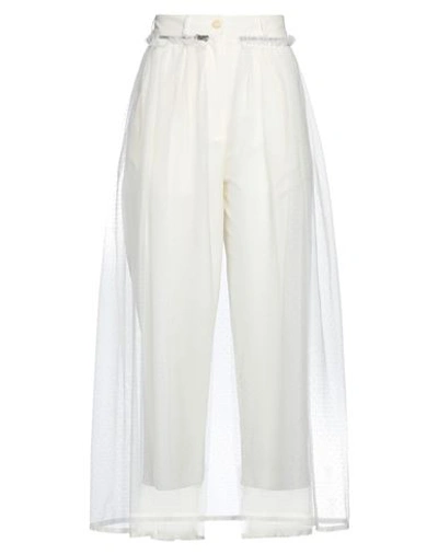 Maison Margiela Woman Pants Ivory Size 4 Virgin Wool, Polyester, Elastane In White