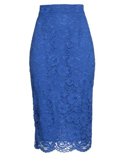 Elisabetta Franchi Woman Midi Skirt Bright Blue Size 10 Polyamide, Viscose In Blue