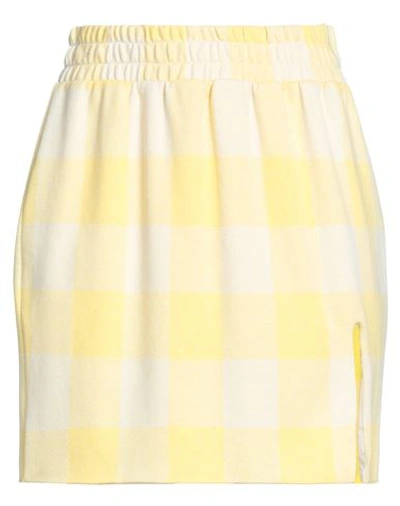 Haveone Woman Mini Skirt Yellow Size S Polyester, Cotton, Elastane