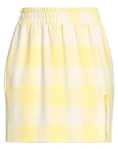 Haveone Woman Mini Skirt Yellow Size M Polyester, Cotton, Elastane