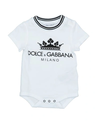Dolce & Gabbana Newborn Boy Baby Bodysuit White Size 0 Cotton, Elastane