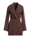 Federica Tosi Woman Mini Dress Dark Brown Size 6 Acetate, Viscose, Polyester In Brown