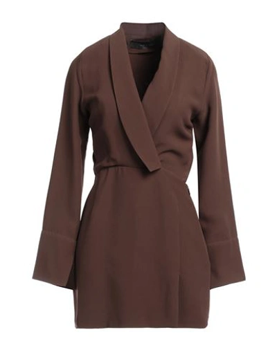 Federica Tosi Woman Mini Dress Dark Brown Size 6 Acetate, Viscose, Polyester