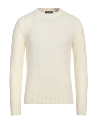 +39 Masq Man Sweater Ivory Size 38 Merino Wool In White