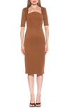 Alexia Admor Freya Sheath Midi Dress In Brown