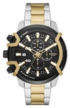DIESEL GRIFFED CHRONOGRAPH TWO TONE BRACELET WATCH, 48MM