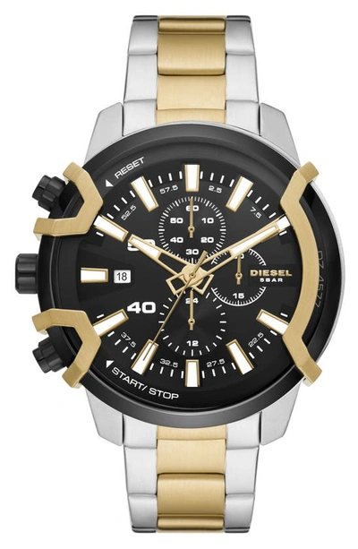 Diesel Griffed Chronograph Two Tone Bracelet Watch, 48mm In Tri-tone