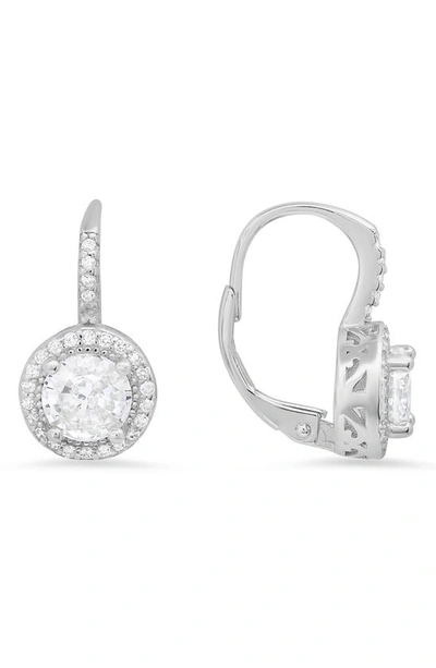 Queen Jewels Round Cz Earrings In Silver