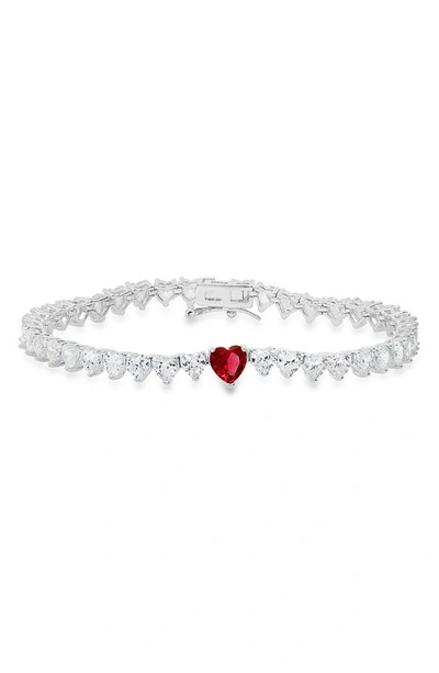 Queen Jewels Cz Heart Bracelet In Silver