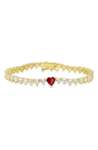 Queen Jewels Cz Heart Bracelet In Gold