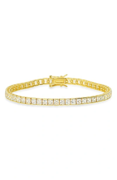 Queen Jewels Princess Cut Cubic Zirconia Tennis Bracelet In Gold
