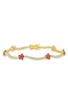 Queen Jewels Flower Station Tennis Bracelet In Gold