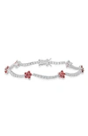 Queen Jewels Flower Station Tennis Bracelet In Silver