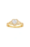 Queen Jewels Heart Halo Cz Ring In Gold