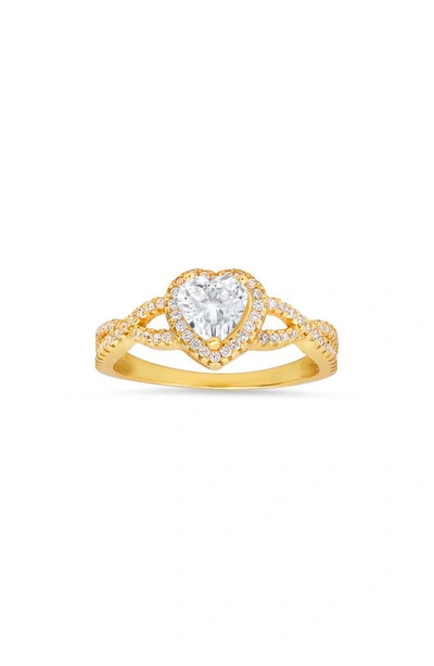 Queen Jewels Heart Halo Cz Ring In Gold