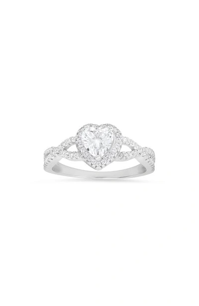 Queen Jewels Heart Halo Cz Ring In Silver