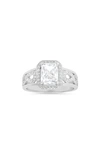 Queen Jewels Sterling Silver Radiant Cut Cubic Zirconia Halo Ring