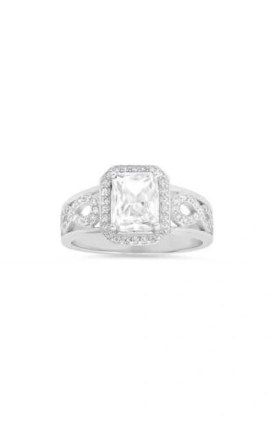 Queen Jewels Sterling Silver Radiant Cut Cubic Zirconia Halo Ring