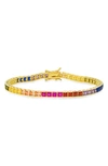 Queen Jewels Rainbow Cz Tennis Bracelet In Gold