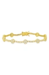 Queen Jewels Cz Floral Station Chain Bracelet In Gold