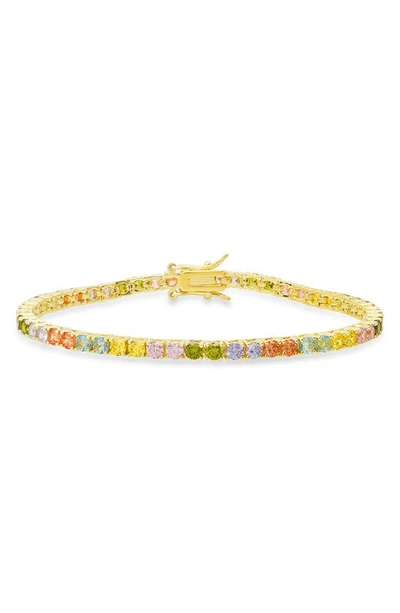 Queen Jewels Multicolor Tennis Bracelet In Gold