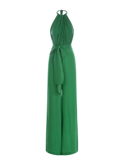 Pinko Halterneck Sleeveless Jumpsuit In Green