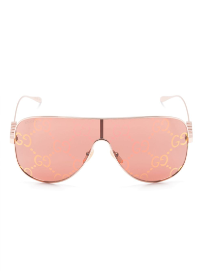 Gucci Logo面罩设计太阳眼镜 In Pink