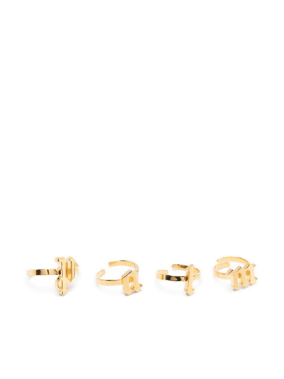 Palm Angels Gold-tone 4-ring Set In Gold Gold
