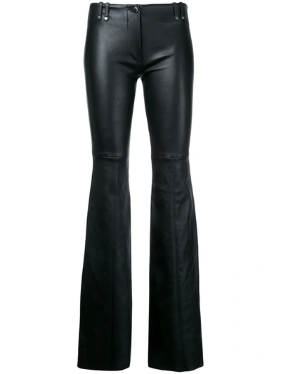 Plein Sud Flared Leather Trousers In Black