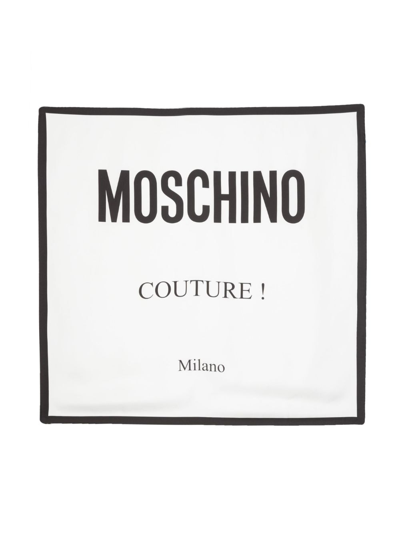 Moschino Logo-print Silk Scarf In White