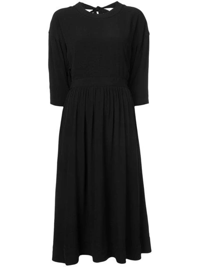 Rosetta Getty Tie-sleeve Cutout-back Midi Dress, Black