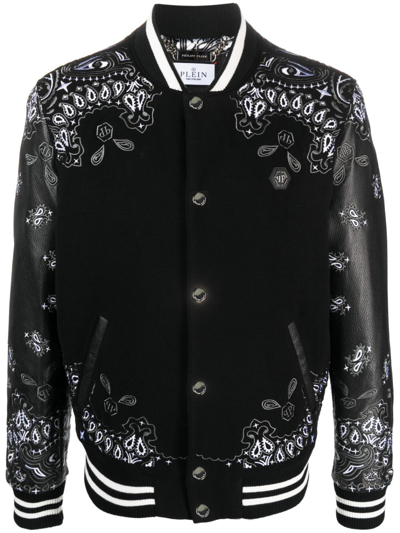 Philipp Plein Paisley-print Bomber Jacket In Black