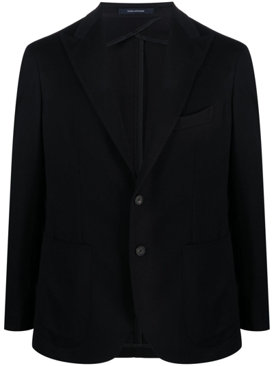 Tagliatore Single-breasted Virgin Wool-blend Blazer In Blue