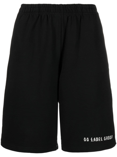 44 Label Group Skull-print Cotton Track Shorts In Black