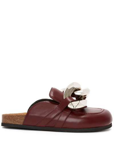 Jw Anderson Chain Leather Mules In Red