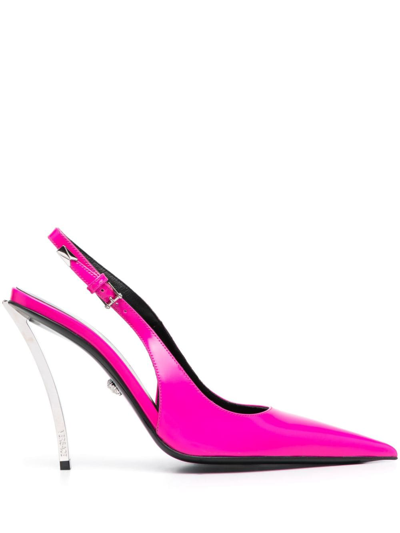 Versace Pin Point 115mm Slingback Pumps In Pink