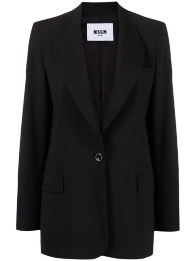 Msgm Single-breasted Wool Blazer In Black