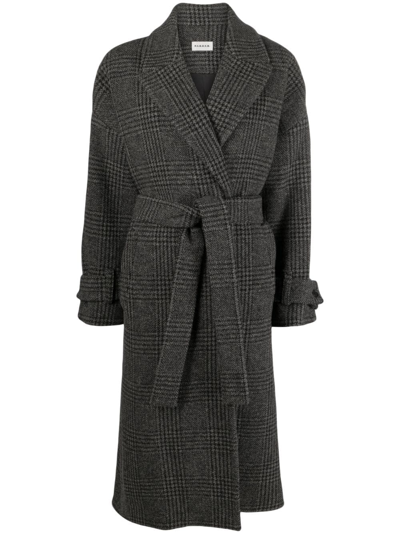 P.a.r.o.s.h. Check Pattern Long Coat In Black