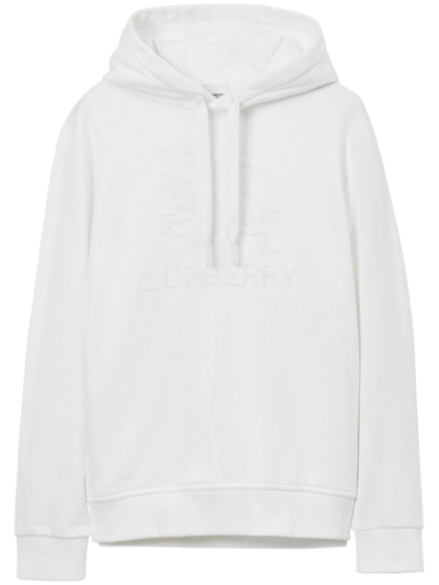 Burberry Ekdraynerbridge Logo-embossed Cotton Hoodie In White