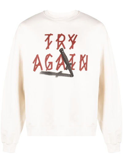 44 Label Group Try Again Cotton Sweatshirt In Neutrals