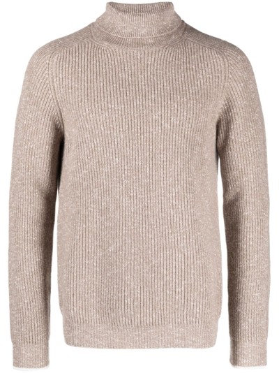 Peserico Ribbed Roll-neck Jumper In Neutrals