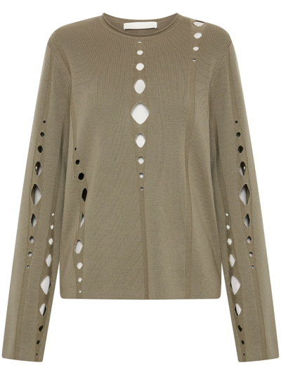 Dion Lee Snake Diamond Cut-out Jumper In Green