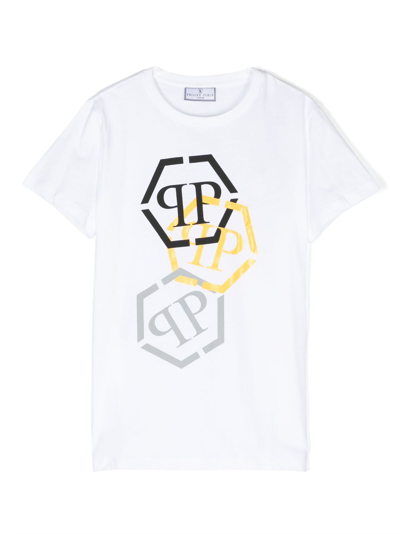 Philipp Plein Junior Kids' Logo-print Cotton T-shirt In White