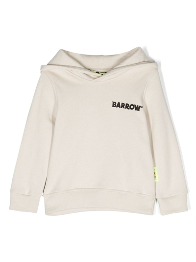 Barrow Babies' White Cotton Hoodie In Beige