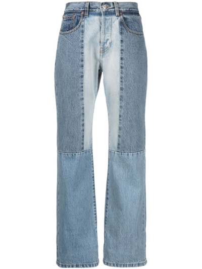 Victoria Beckham Straight-leg Patchwork Jeans In Blue
