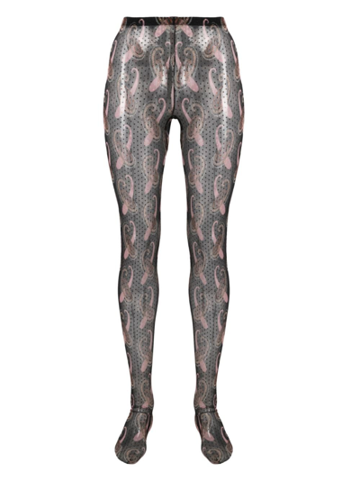 Etro Paisley-print Tights In Black