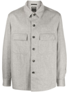Zegna Beige Linen And Virgin Wool Alba Overshirt In Grey