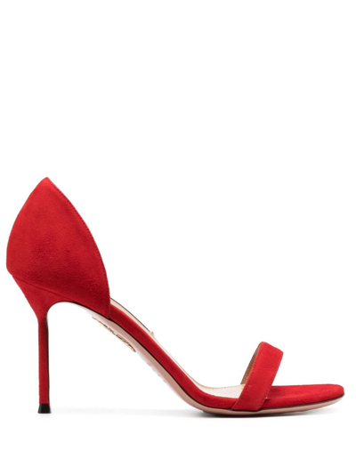 Aquazzura Uptown 90mm Leather Sandals In Red