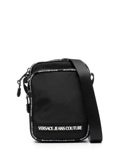 Versace Jeans Couture Logo-tape Messenger Bag In Black